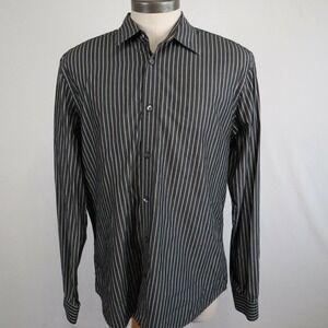 Gap Shirt Mens XL Slim Fit Casual Button Up Gray Vertical‎ Striped Long Sleeve